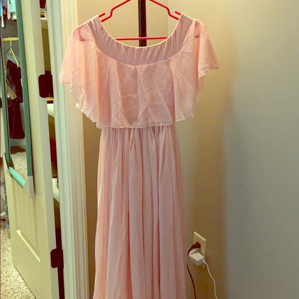 Pink off shoulder maxi dress